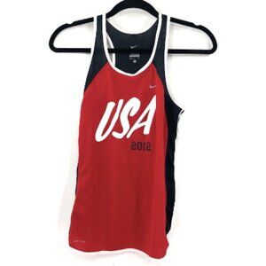 NIKE USA Olympics Tank Red White Blue Racerback Singlet Active Top Patriotic 4th